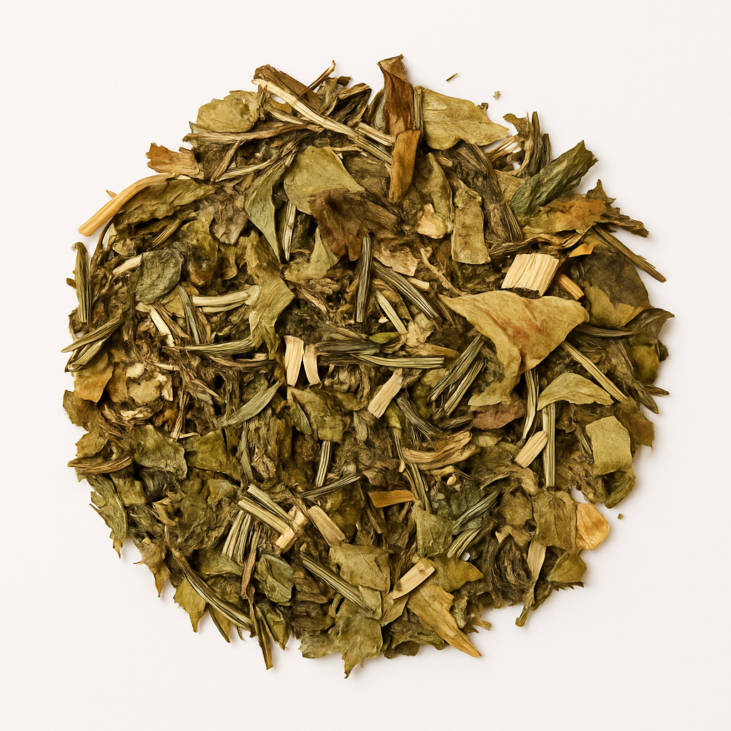 Gember munt kruidenthee op witte achtergrond