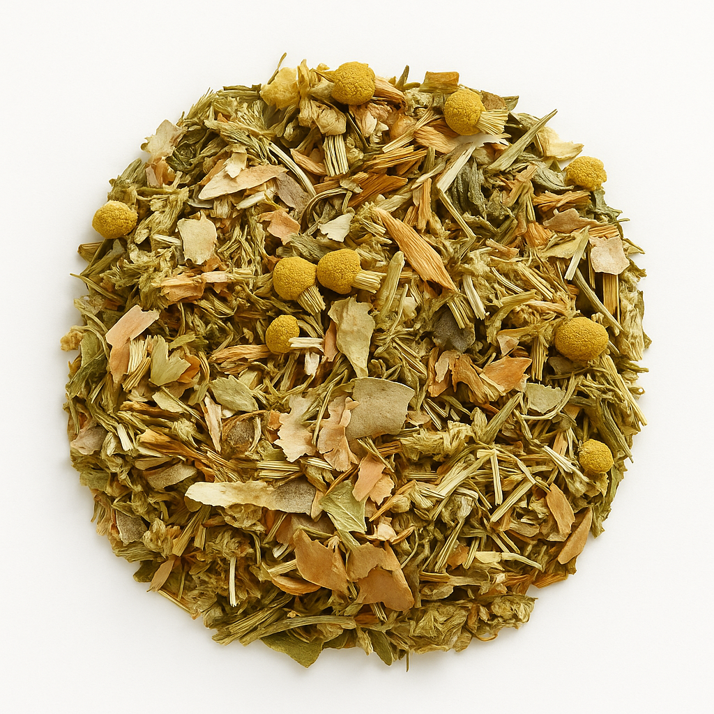 Slank & Fit kruidenthee: ronde hoop kamille- en kruidenmix op wit