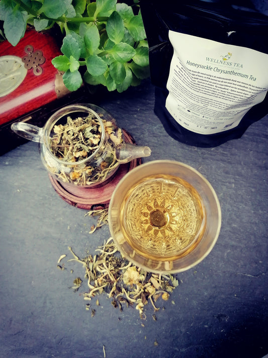 Honeysuckle Chrysanthemum Tea in glass